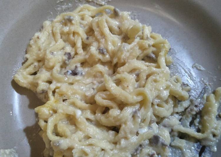 Bagaimana Menyiapkan Carbonara ala indonesia (dengan mie telor) mpasi 1+ yang Enak