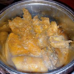 Chicken and plantain peppered soup A picture of Chicken and plantain peppered soup.