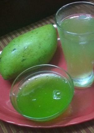 A picture of Kache aam ka sharbat.