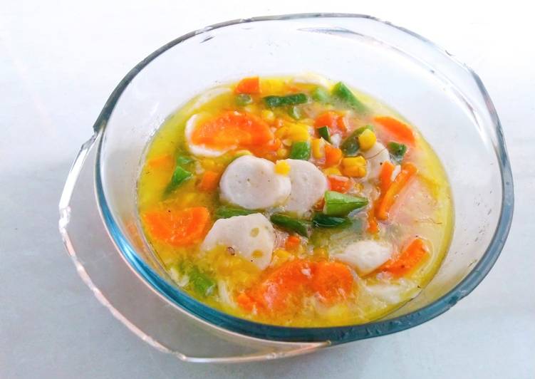 Sop jagung bakso ikan