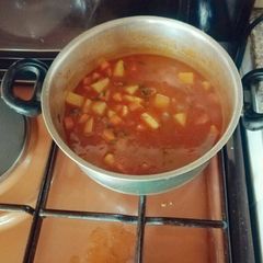 A picture of Diced Potatoes and Carrot stew.