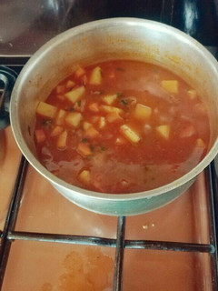 A picture of Diced Potatoes and Carrot stew.