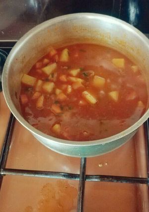 A picture of Diced Potatoes and Carrot stew.