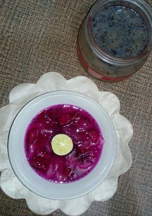 Foto resep Es Buah Naga + Nata de Aloe Vera
