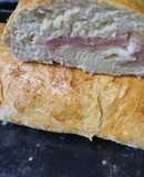 Pan casero relleno con jamón y queso