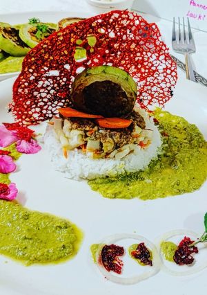 A picture of Pesto paneer stuffed lauki(Bharwa lauki).