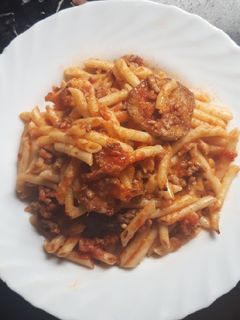 Una foto de Macarrones con berenjena a la boloñesa