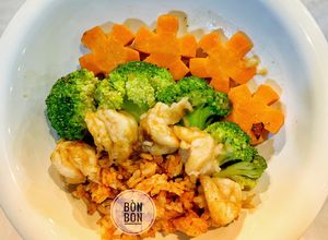 Hình của món Cơm Chiên Sốt Cà - Bông Cải Xào Tôm BLW.