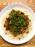 Noodles with Pork and Century Egg Sauce