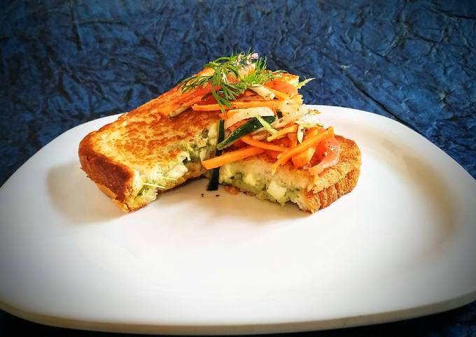 Recipe of Ultimate Quick Thai paneer sandwich with salad