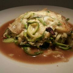 A picture of French onion zoodle bake.