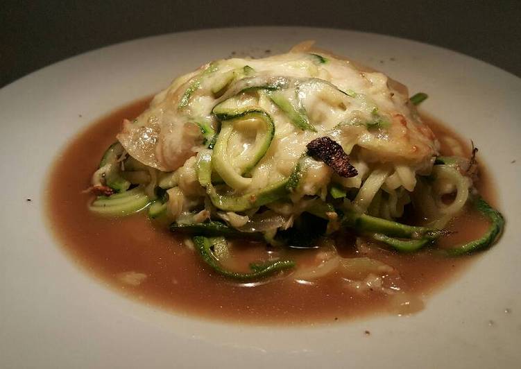 French onion zoodle bake