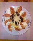 Ensalada de mozzarella y salsa de miel