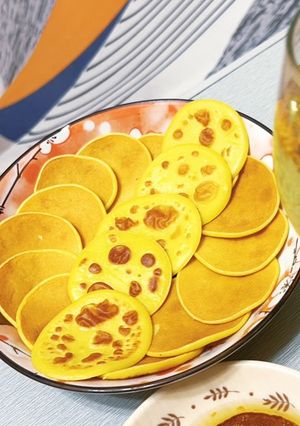 IH爐平底鍋｜寶寶副食品👶無糖地瓜小鬆餅（大人味加桂花釀也好吃😋） 的食譜成品照片
