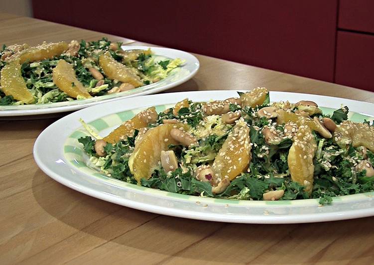 Step-by-Step Guide to Make Favorite Kale and savoy cabbage salad with sesame dressing
