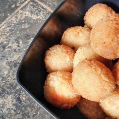 Cilok Krispi Mozzarella / Crispy Tapioca Balls With Mozzarella A picture of Cilok Krispi Mozzarella / Crispy Tapioca Balls With Mozzarella.