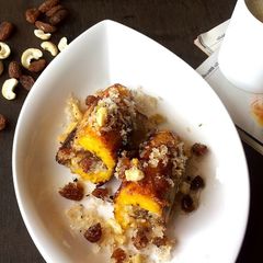 A picture of Pazham Nirachathu / Stuffed Plantains.