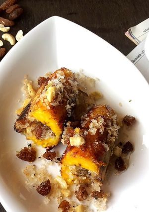 A picture of Pazham Nirachathu / Stuffed Plantains.