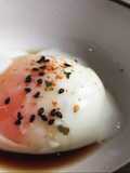 Sous vide poached egg with soy sauce and shichimi