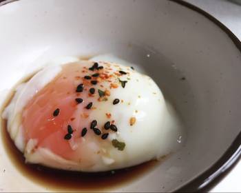 Unique Cuisine Sous vide poached egg with soy sauce and shichimi Very Delicious