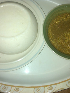 A picture of Tuwo and black soup.