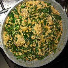 A picture of Egusi soup with Ram and Chicken Broth.