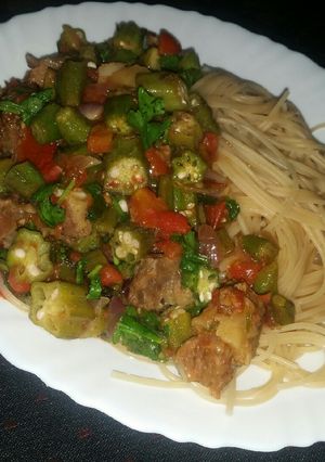 A picture of Okra and Beef Stew #authormarathon.