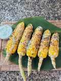 Cambodian Grilled Corn with coconut cream sauce