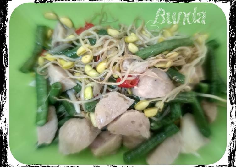 13. Tumis Tauge,Kacang Panjang & Bakso