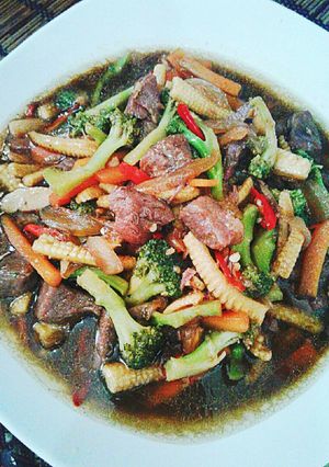 Foto resep Sapi lada hitam ca sayuran