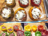 Pimientos de colores rellenos de carne al horno