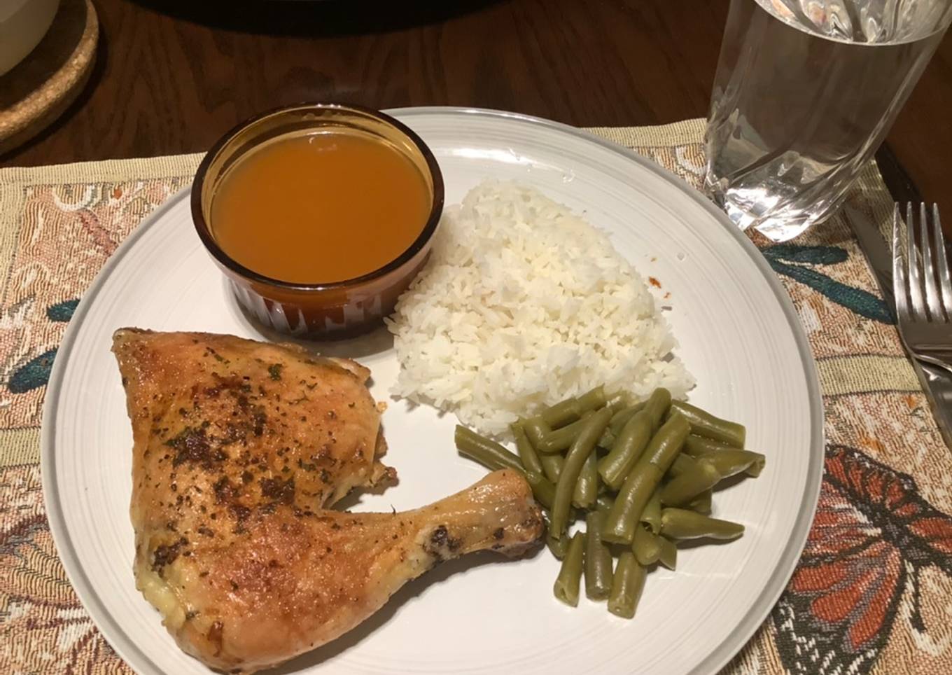 Lightly fried chicken quarters