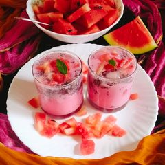 A picture of Muhabbat sharbat with chia seed 😋 🍉🍉.