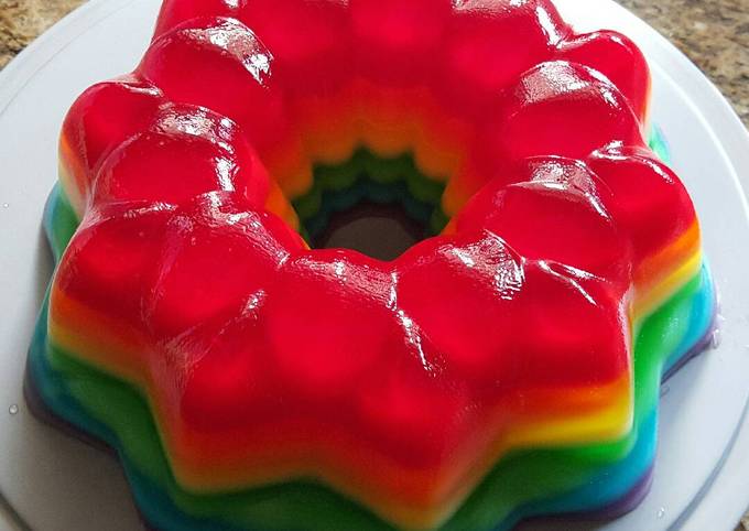 Rainbow Jello Shot Cake Recipe Main Photo 