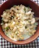 Pasta corta c/salsa de queso y albahaca 🧀🌿
