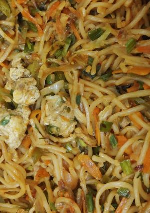 A picture of Chicken hakka noodles.