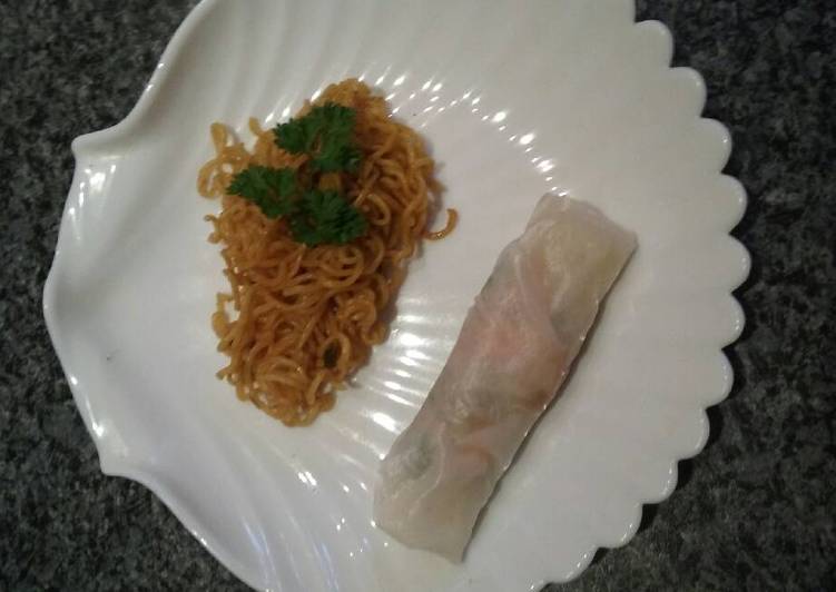 How to Make Quick Almost authentic spring rolls with thai baked soba noodles