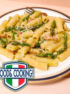 Una foto de Tortiglioni con Asparagi e Pancetta