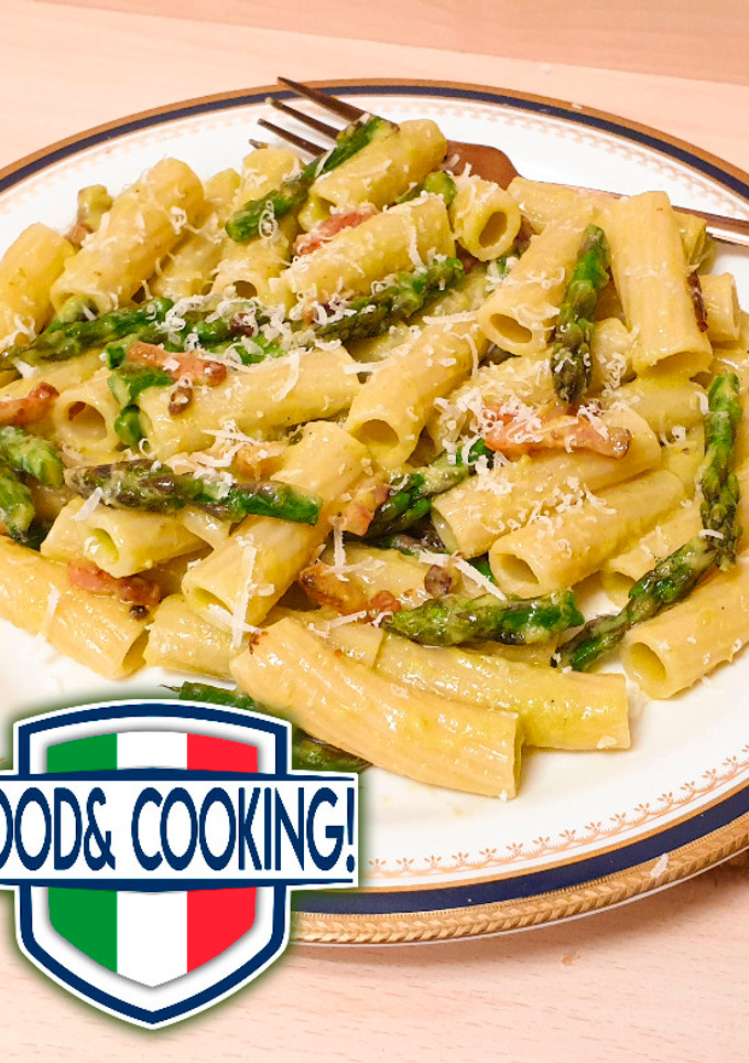 Una foto de Tortiglioni con Asparagi e Pancetta