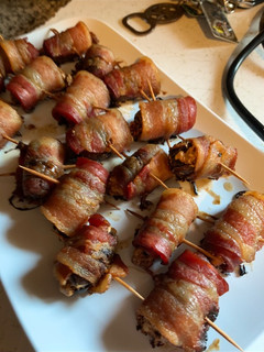 A picture of Peanut Butter Bacon Wrapped Dates.