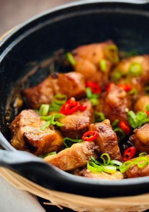 A picture of Vietnamese Braised Catshark in Clay Pot (Cá Nhám Đốm Kho Tộ).