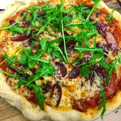 A picture of Homemade pan pizza.