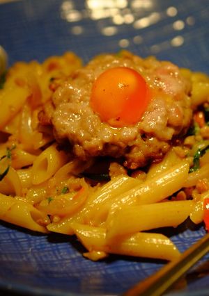 รูปของ พาสต้ากะเพราหมูสับไข่เค็ม