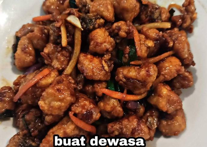 Tuna goreng tepung saus mentega (dewasa)