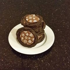 A picture of Creame Brulee Truffle Filled Chocolate Cookies.