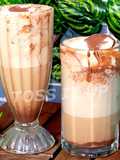 Iced Cold Coffee With Chocolate Sauce And Vanilla Icecream