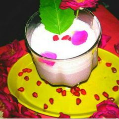 A picture of Pomegranate and basil milkshake.