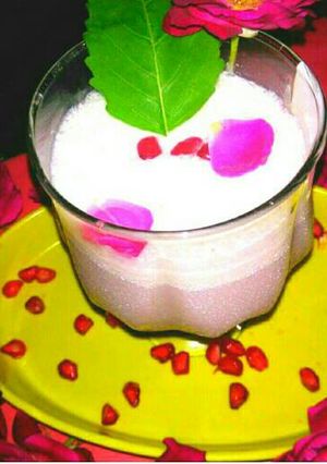 A picture of Pomegranate and basil milkshake.
