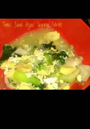 Foto resep Tumis Sawi Hijau bakso jagung putren