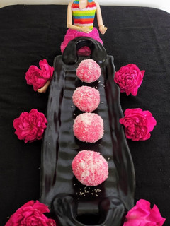 A picture of Instant Rose Coconut Laddoo.